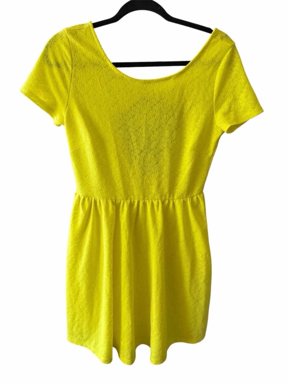 forever 21 Bright Yellow Short Sleeve Fit-and-Flare Dress size medium